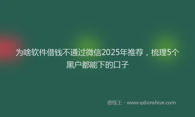 为啥软件借钱不通过微信2025年推荐，梳理5个黑户都能下的口子