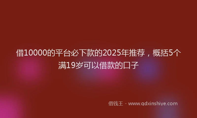 借10000的平台必下款的2025年推荐，概括5个满19岁可以借款的口子