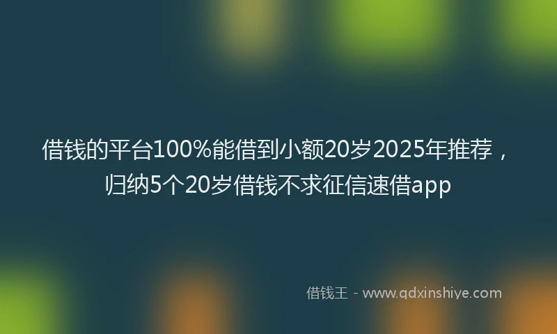 借钱的平台100%能借到小额20岁2025年推荐，归纳5个20岁借钱不求征信速借app