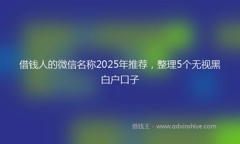 借钱人的微信名称2025年推荐，整理5个无视黑白户口子
