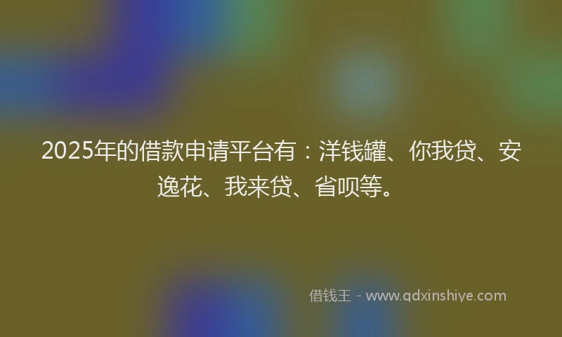2025年的借款申请平台有：洋钱罐、你我贷、安逸花、我来贷、省呗等。
