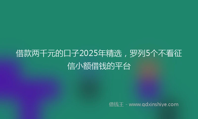 借款两千元的口子2025年精选，罗列5个不看征信小额借钱的平台