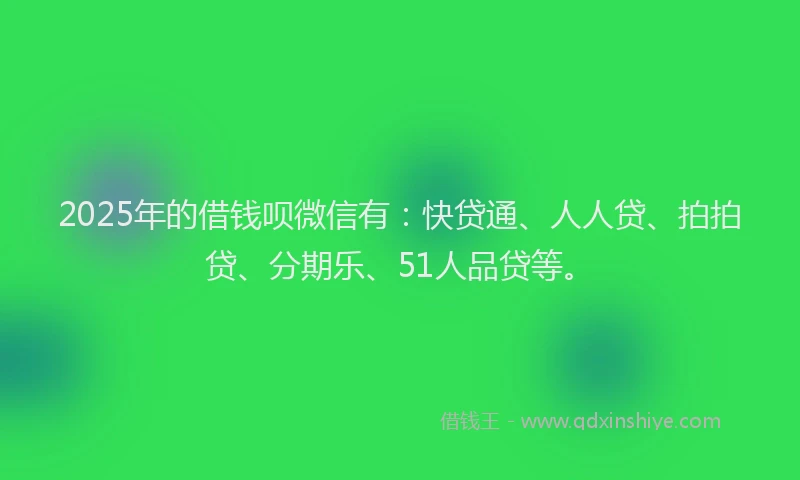 2025年的借钱呗微信有：快贷通、人人贷、拍拍贷、分期乐、51人品贷等。