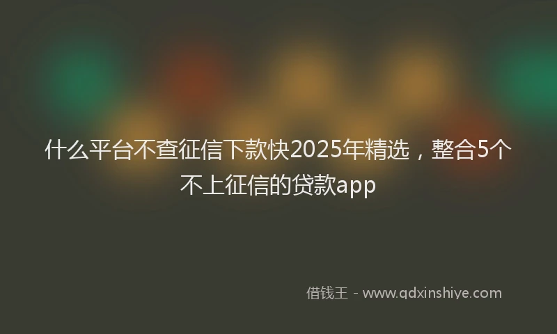 什么平台不查征信下款快2025年精选，整合5个不上征信的贷款app