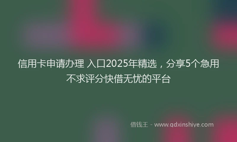 信用卡申请办理 入口2025年精选，分享5个急用不求评分快借无忧的平台