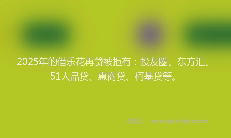 2025年的借乐花再贷被拒有：投友圈、东方汇、51人品贷、惠商贷、柯基贷等。