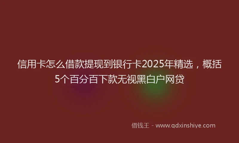 信用卡怎么借款提现到银行卡2025年精选，概括5个百分百下款无视黑白户网贷
