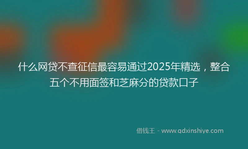 什么网贷不查征信最容易通过2025年精选，整合五个不用面签和芝麻分的贷款口子
