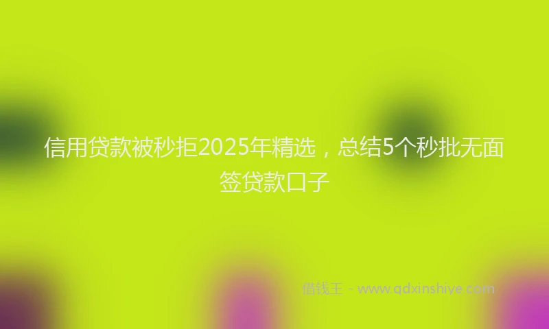 信用贷款被秒拒2025年精选，总结5个秒批无面签贷款口子