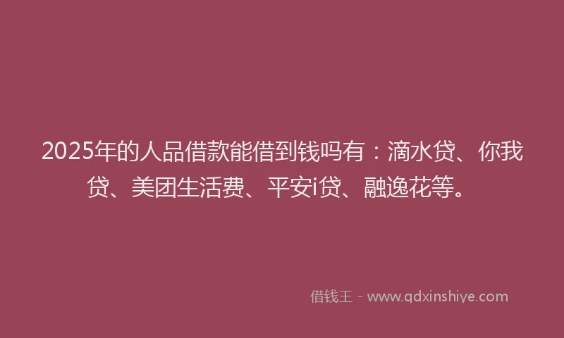 2025年的人品借款能借到钱吗有：滴水贷、你我贷、美团生活费、平安i贷、融逸花等。