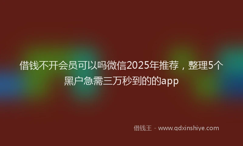 借钱不开会员可以吗微信2025年推荐，整理5个黑户急需三万秒到的的app