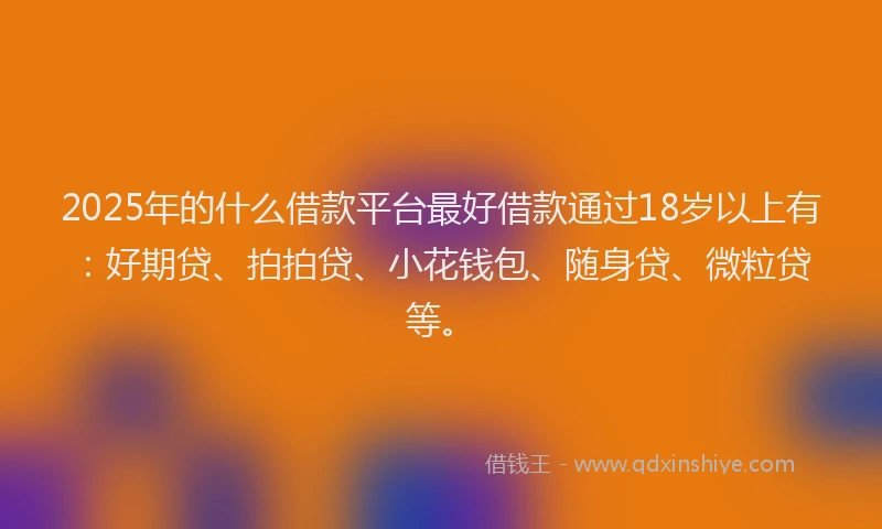 2025年的什么借款平台最好借款通过18岁以上有：好期贷、拍拍贷、小花钱包、随身贷、微粒贷等。