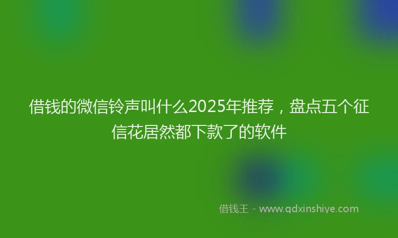 借钱的微信铃声叫什么2025年推荐，盘点五个征信花居然都下款了的软件