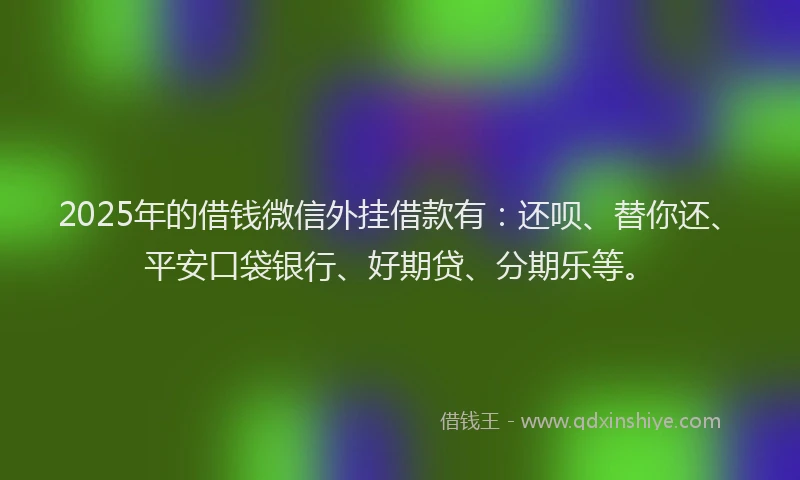 2025年的借钱微信外挂借款有：还呗、替你还、平安口袋银行、好期贷、分期乐等。