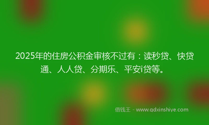 2025年的住房公积金审核不过有：读秒贷、快贷通、人人贷、分期乐、平安i贷等。