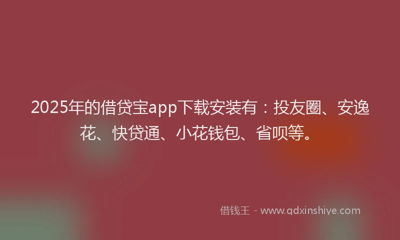 2025年的借贷宝app下载安装有：投友圈、安逸花、快贷通、小花钱包、省呗等。