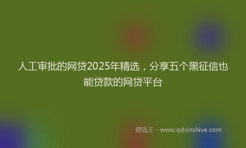人工审批的网贷2025年精选，分享五个黑征信也能贷款的网贷平台