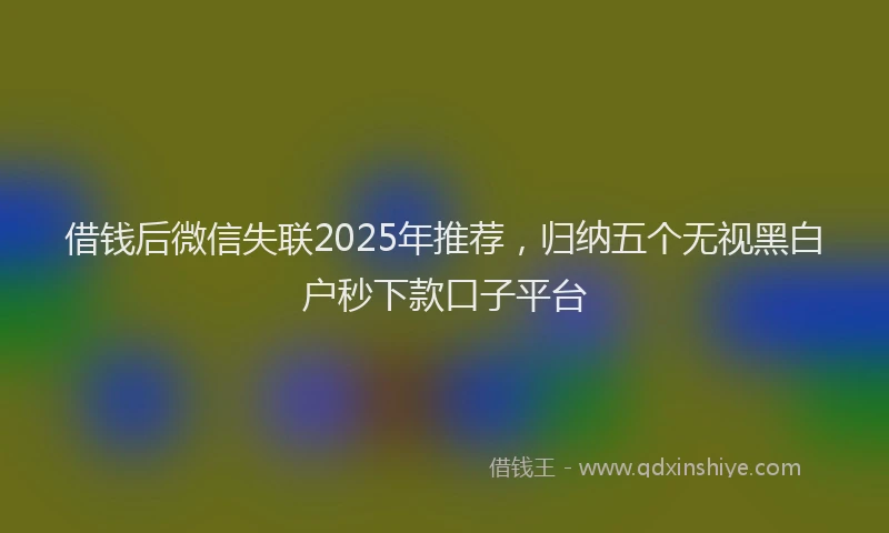 借钱后微信失联2025年推荐，归纳五个无视黑白户秒下款口子平台