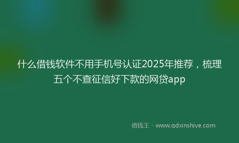 什么借钱软件不用手机号认证2025年推荐，梳理五个不查征信好下款的网贷app