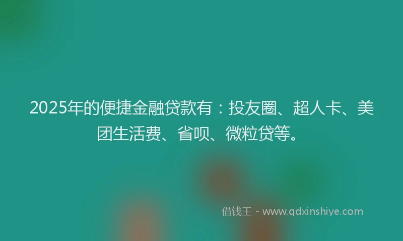 2025年的便捷金融贷款有：投友圈、超人卡、美团生活费、省呗、微粒贷等。