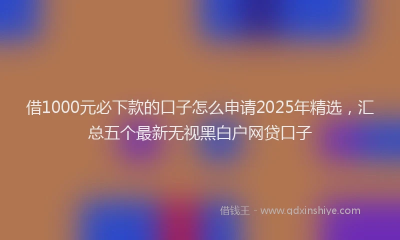 借1000元必下款的口子怎么申请2025年精选，汇总五个最新无视黑白户网贷口子