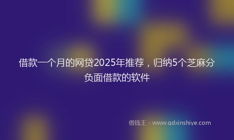 借款一个月的网贷2025年推荐，归纳5个芝麻分负面借款的软件