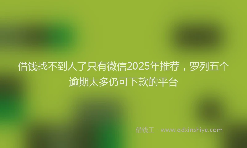 借钱找不到人了只有微信2025年推荐，罗列五个逾期太多仍可下款的平台
