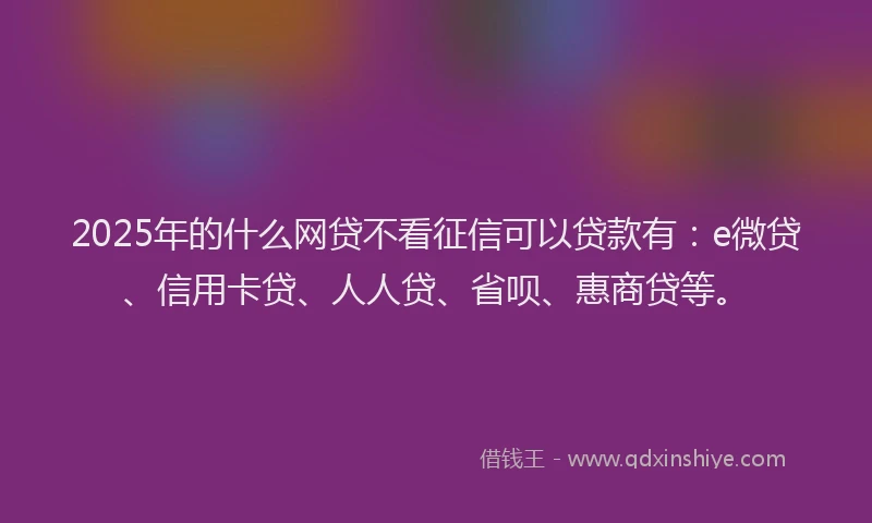 2025年的什么网贷不看征信可以贷款有：e微贷、信用卡贷、人人贷、省呗、惠商贷等。