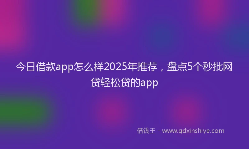 今日借款app怎么样2025年推荐，盘点5个秒批网贷轻松贷的app
