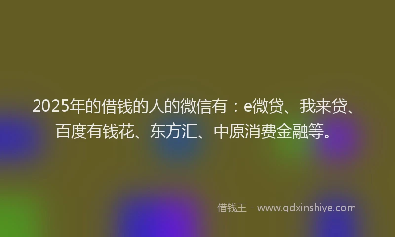 2025年的借钱的人的微信有：e微贷、我来贷、百度有钱花、东方汇、中原消费金融等。
