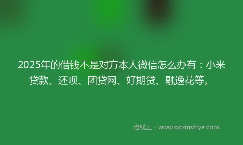 2025年的借钱不是对方本人微信怎么办有：小米贷款、还呗、团贷网、好期贷、融逸花等。