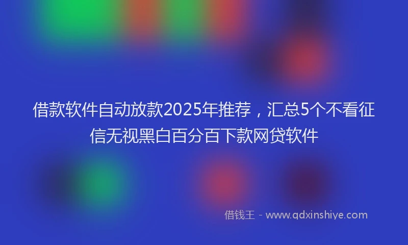 借款软件自动放款2025年推荐，汇总5个不看征信无视黑白百分百下款网贷软件