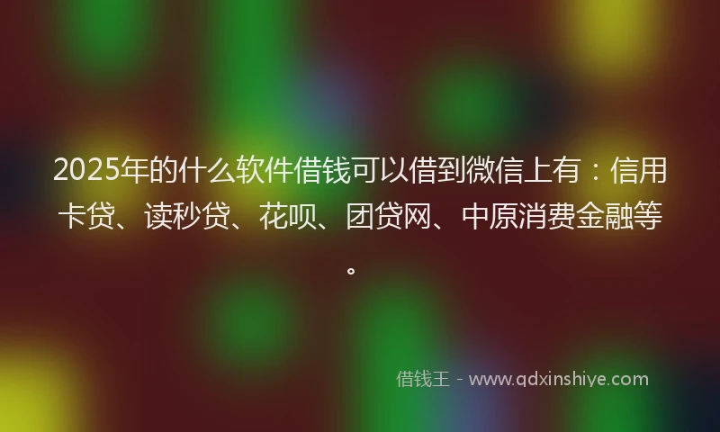 2025年的什么软件借钱可以借到微信上有：信用卡贷、读秒贷、花呗、团贷网、中原消费金融等。