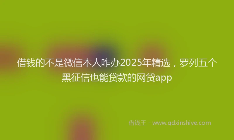 借钱的不是微信本人咋办2025年精选，罗列五个黑征信也能贷款的网贷app