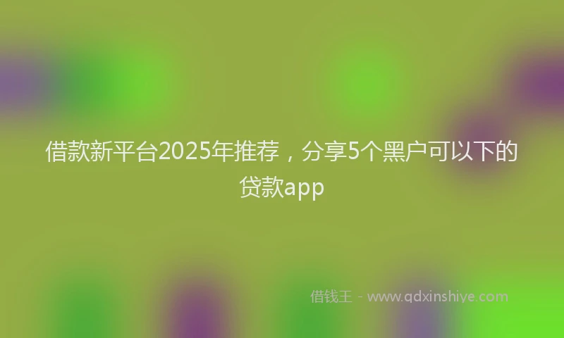 借款新平台2025年推荐，分享5个黑户可以下的贷款app