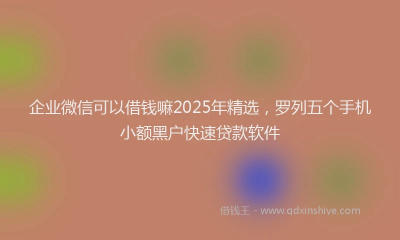 企业微信可以借钱嘛2025年精选，罗列五个手机小额黑户快速贷款软件