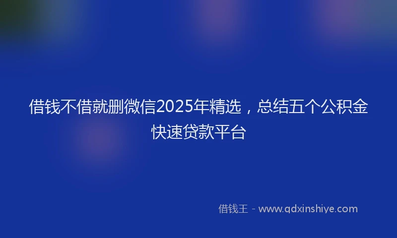 借钱不借就删微信2025年精选，总结五个公积金快速贷款平台
