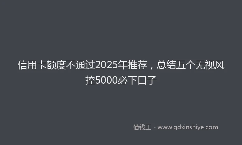 信用卡额度不通过2025年推荐，总结五个无视风控5000必下口子