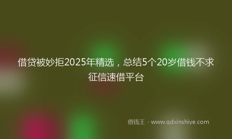 借贷被妙拒2025年精选，总结5个20岁借钱不求征信速借平台