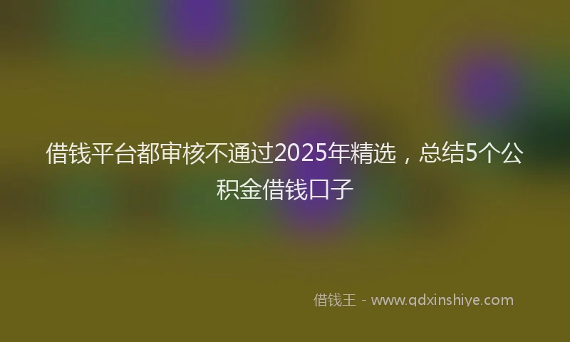 借钱平台都审核不通过2025年精选，总结5个公积金借钱口子