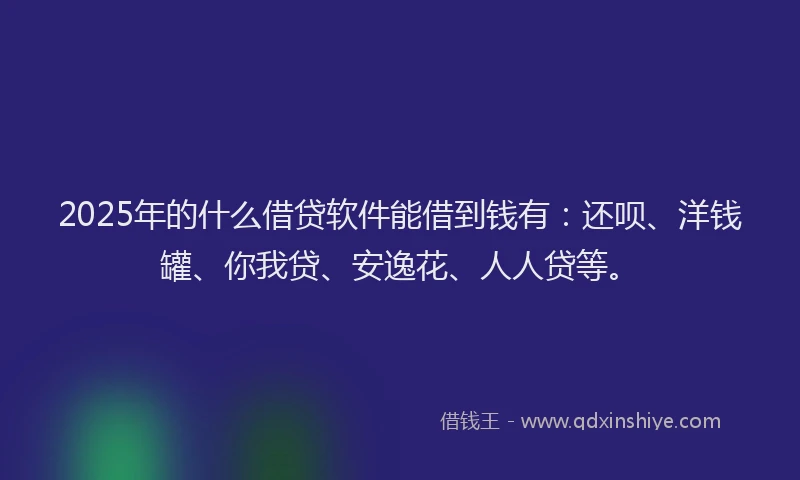 2025年的什么借贷软件能借到钱有：还呗、洋钱罐、你我贷、安逸花、人人贷等。