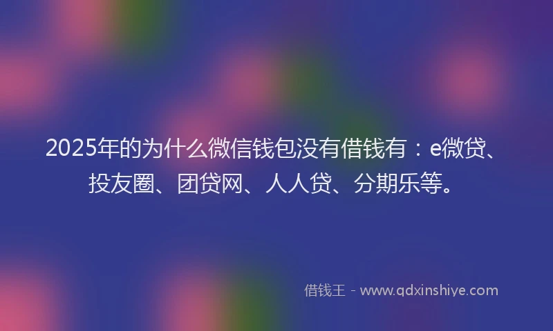 2025年的为什么微信钱包没有借钱有：e微贷、投友圈、团贷网、人人贷、分期乐等。