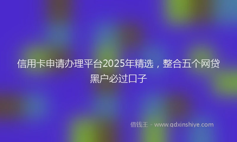 信用卡申请办理平台2025年精选，整合五个网贷黑户必过口子