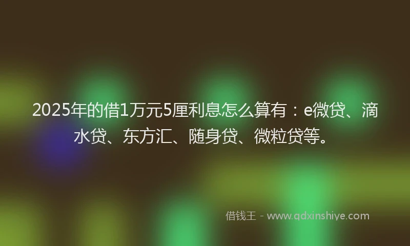 2025年的借1万元5厘利息怎么算有：e微贷、滴水贷、东方汇、随身贷、微粒贷等。