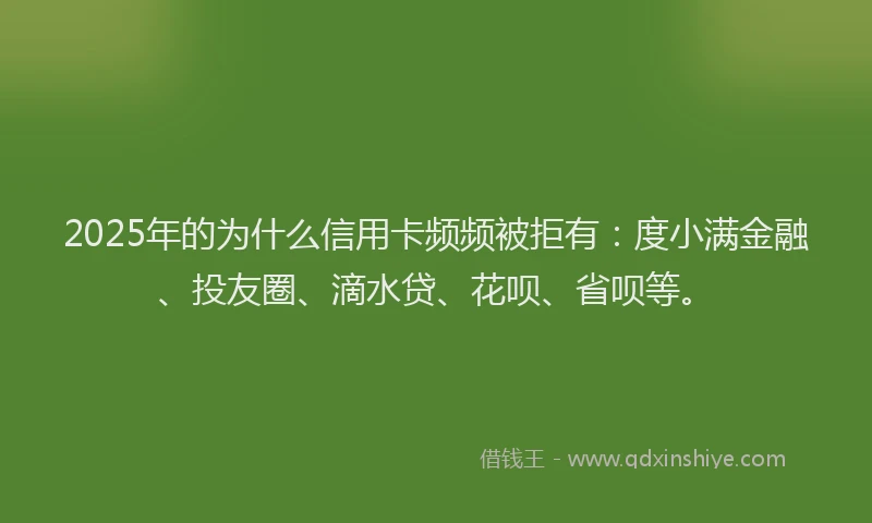 2025年的为什么信用卡频频被拒有：度小满金融、投友圈、滴水贷、花呗、省呗等。