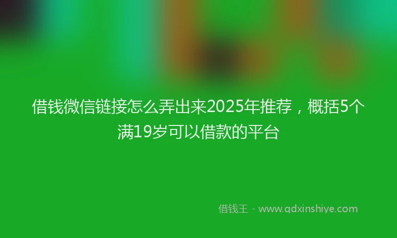 借钱微信链接怎么弄出来2025年推荐，概括5个满19岁可以借款的平台