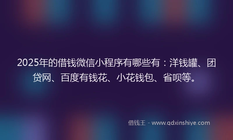 2025年的借钱微信小程序有哪些有：洋钱罐、团贷网、百度有钱花、小花钱包、省呗等。