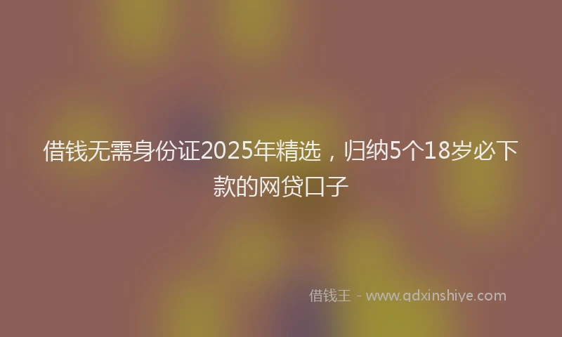 借钱无需身份证2025年精选，归纳5个18岁必下款的网贷口子