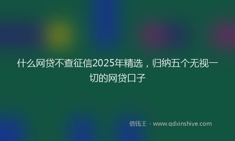 什么网贷不查征信2025年精选，归纳五个无视一切的网贷口子