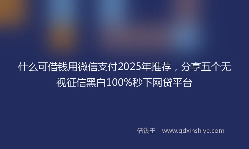 什么可借钱用微信支付2025年推荐，分享五个无视征信黑白100%秒下网贷平台